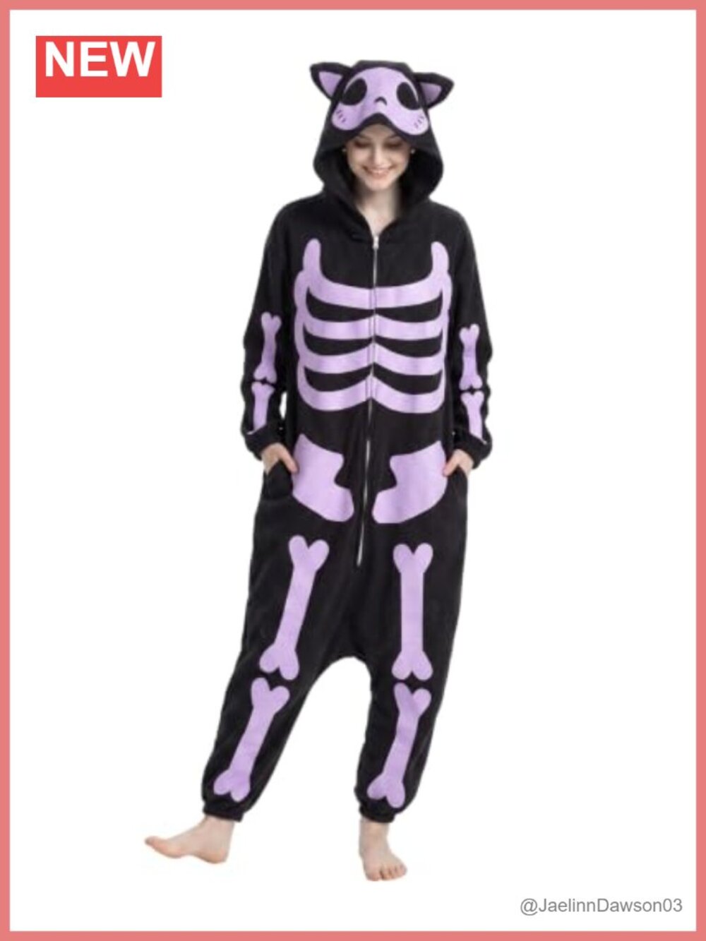 Plush One-Piece Pajama Adult Halloween Costume Zip Front Hooded